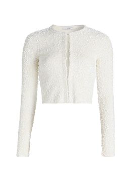 Adam Lippes Women's Raya Sequined Knit Crop Cardigan