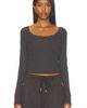 Adanola Adanola Rib Scoop Neck Long Sleeve Top - 1