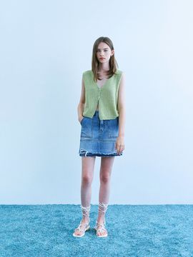 ADAUL Apel V-Neck Summer Boucle Vest_Green