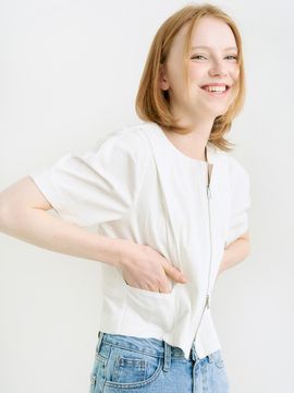ADAUL Arty Two-way Zip-up Jacket _White