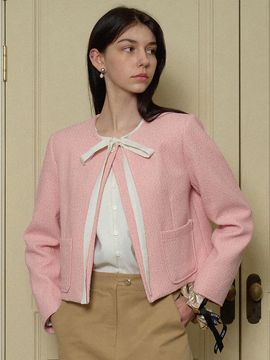 ADAUL Aura One Button Tweed Jacket  - Pink