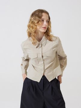 ADAUL Cargo pocket cropped long shirts - natural