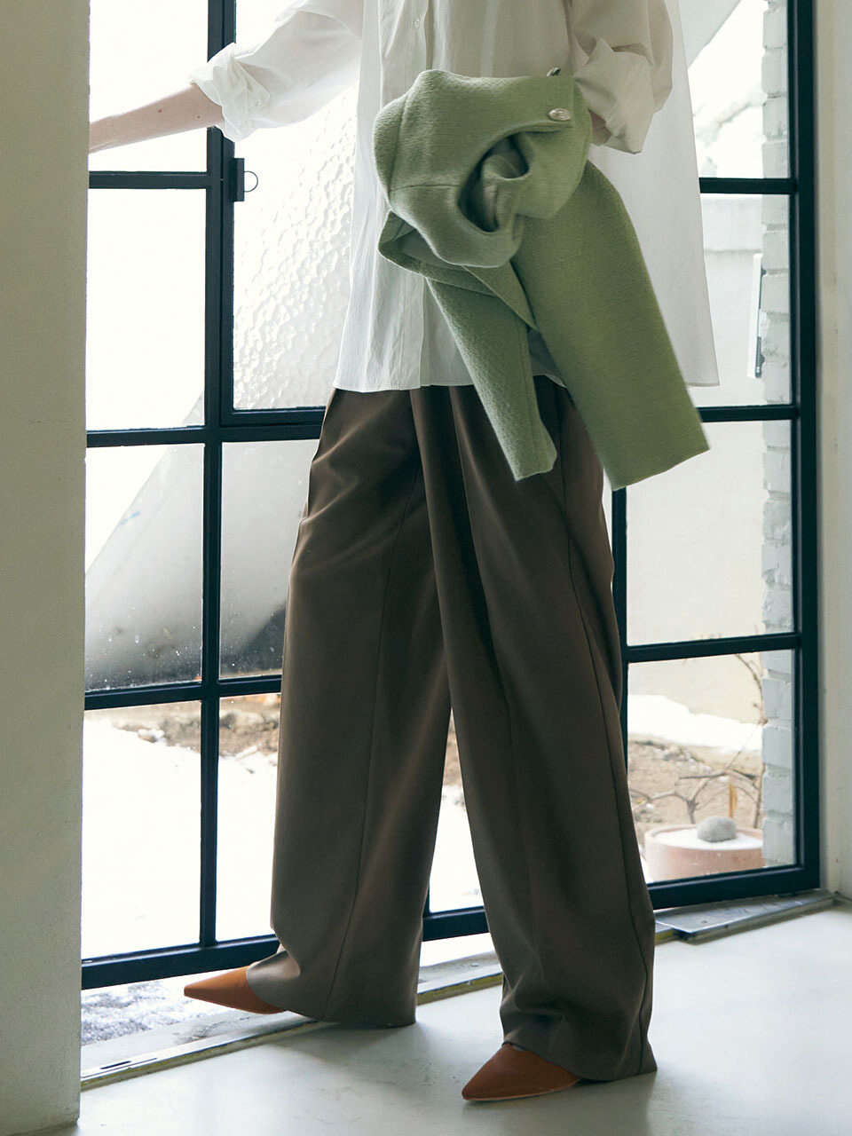 ADAUL Code Two Pintuck Wide Slacks _ Beige