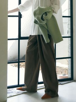 ADAUL Code Two Pintuck Wide Slacks _ Beige