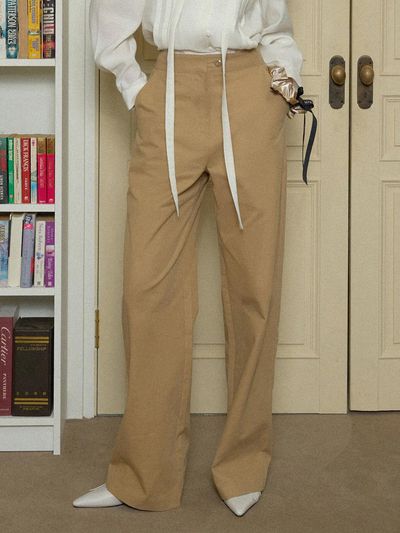 ADAUL Cotton straight wide pants - beige