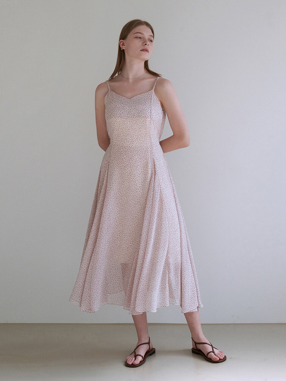 ADAUL Flower Chiffon Bustier Dress_Lavender