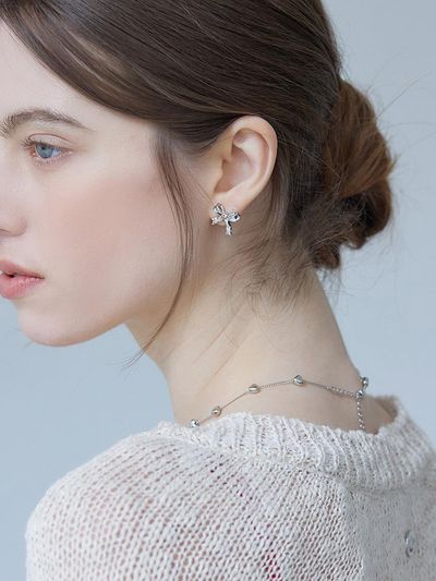 ADAUL Habi Ribbon Pearl 2-Way Earring_Silver