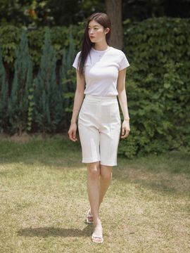 ADAUL Incision capri pants - white