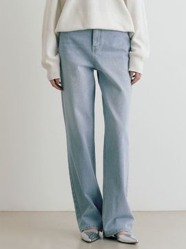 ADAUL Leather Label Washing Wide Pants _ Light Blue