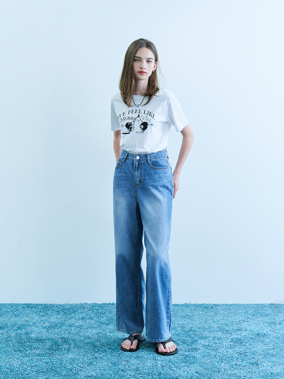 ADAUL Lidy Vintage Washed Wide Denim Pants_Blue