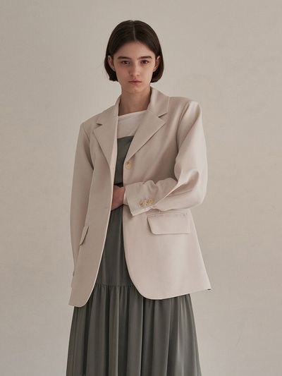 ADAUL Line Button Single Jacket (Cream)