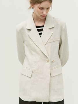 ADAUL Linen Two Button Point Jacket _Beige
