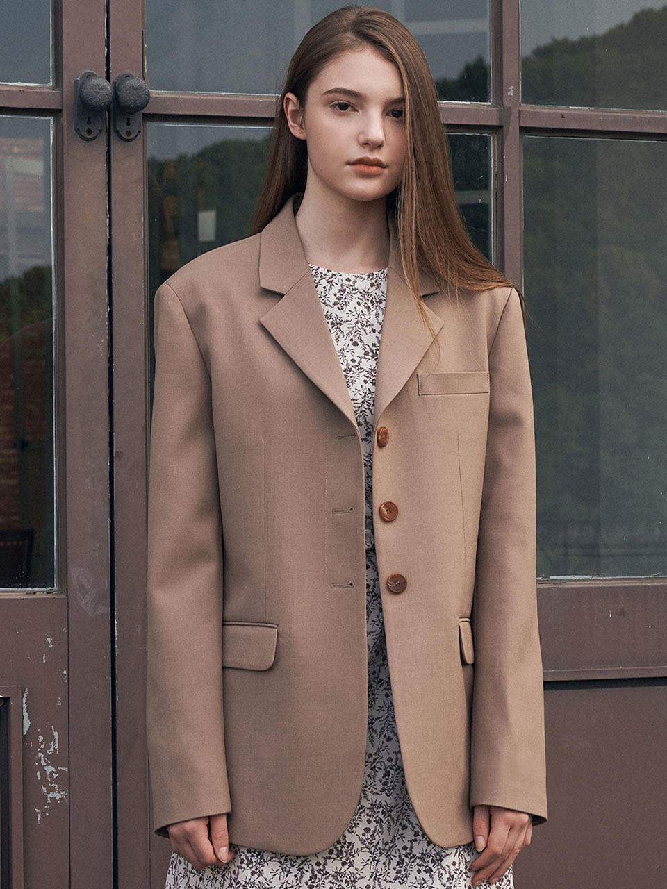 ADAUL Oversized Single Jacket_Beige
