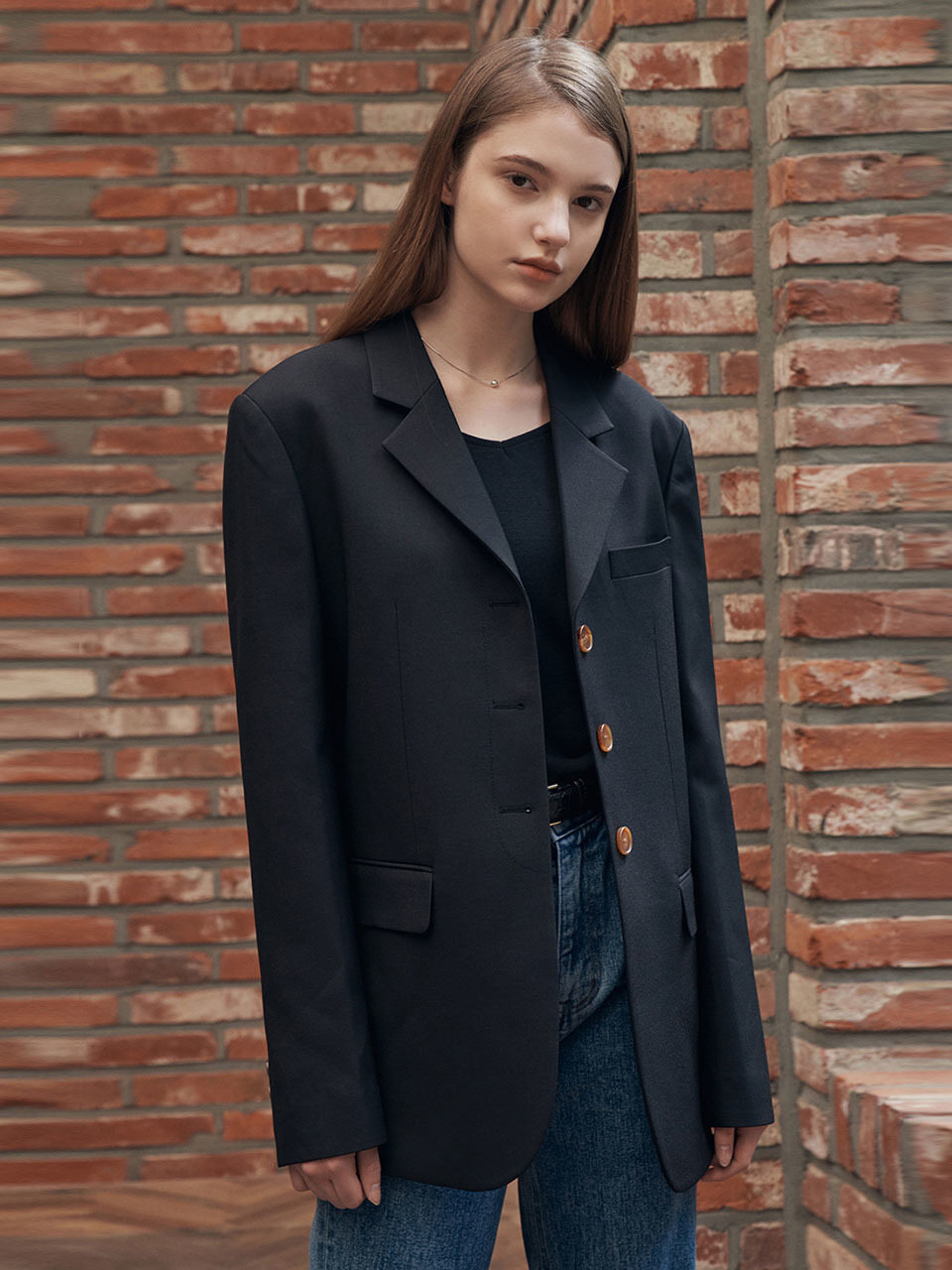 ADAUL Oversized Single Jacket_Black