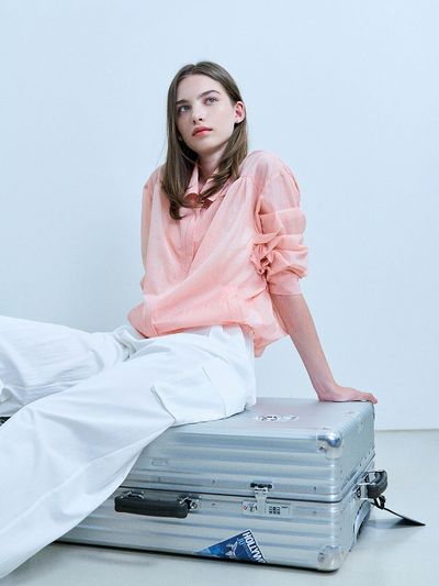 ADAUL Pas Shirring Ribbon Windbreaker Jacket