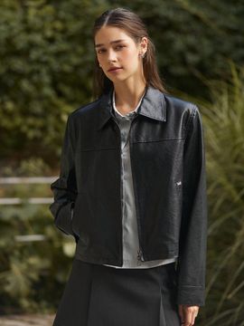 ADAUL Pocket ad charm leather jacket - black