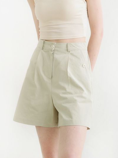 ADAUL Pocket Button Point Half Pants _Khaki Beige