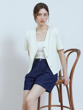 ADAUL Rorn half sleeve tweed jacket