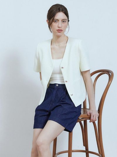 ADAUL Rorn half sleeve tweed jacket