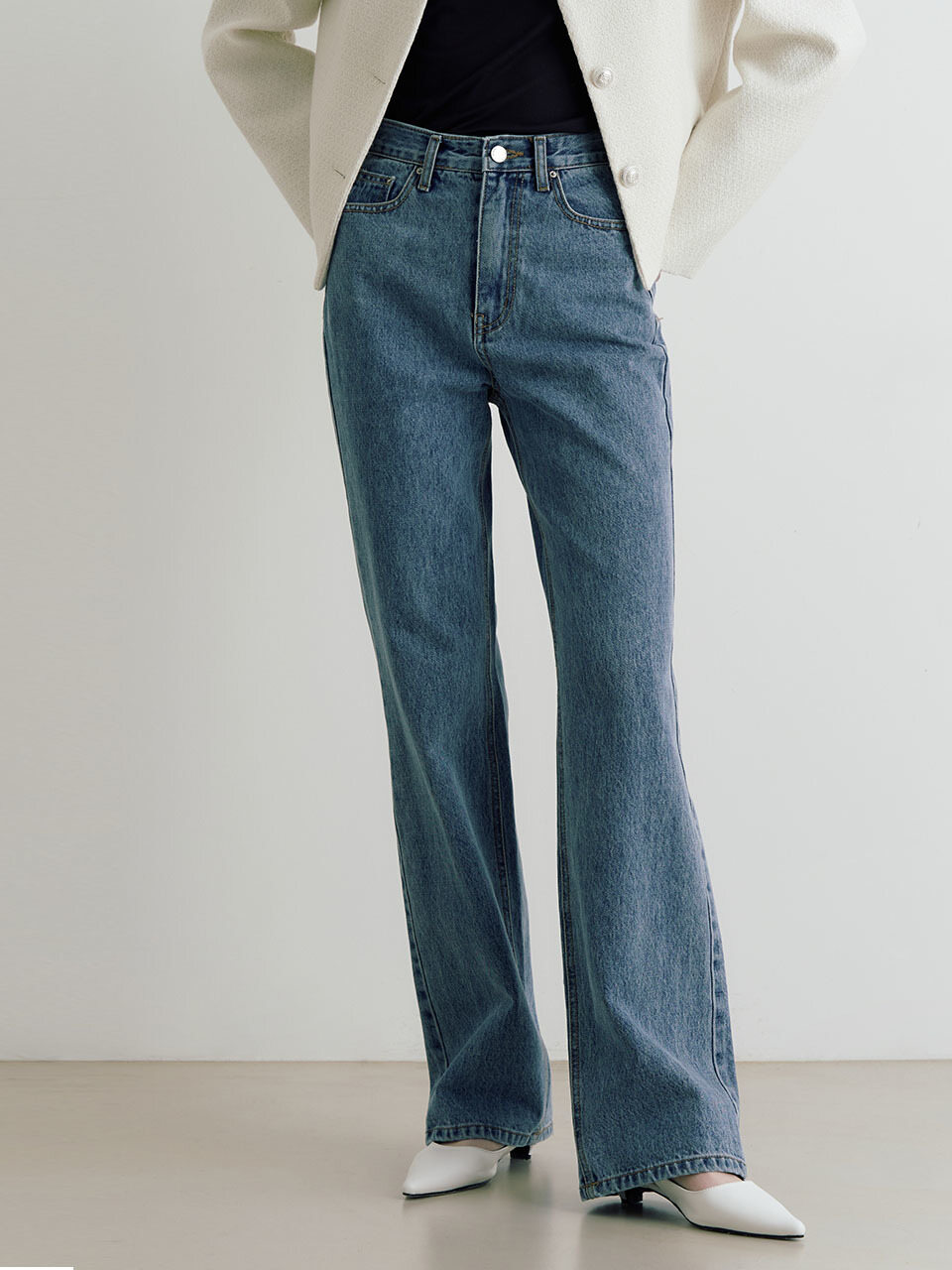 ADAUL Signature Logo Straight Fit Denim Pants _ Blue