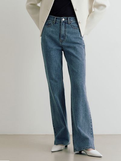 ADAUL Signature Logo Straight Fit Denim Pants _ Blue