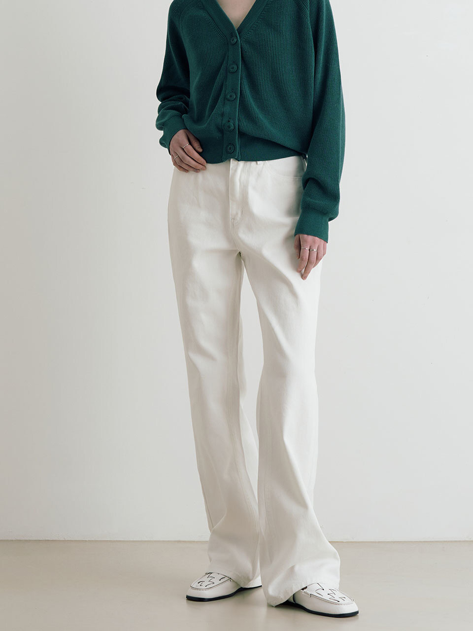 ADAUL Signature Logo Straight Fit Denim Pants _ White
