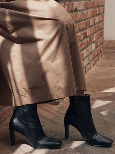 ADAUL Square Line Ankleboots Heel- Black