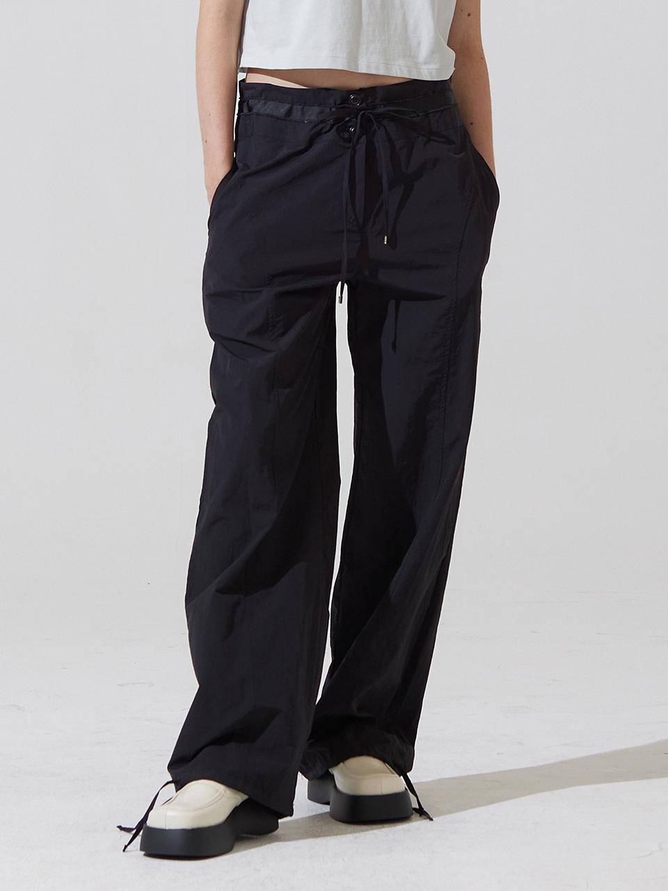 ADAUL Tep two pocket string wide pants - black