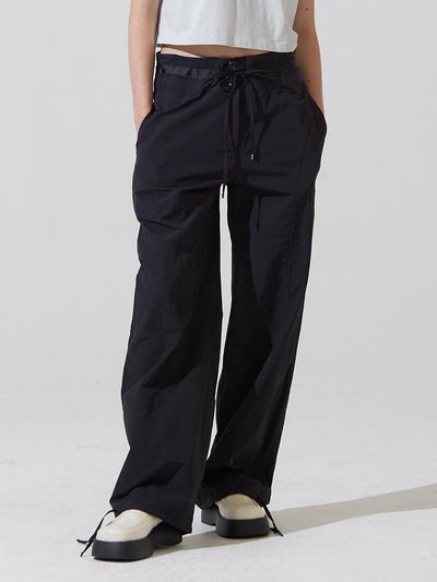 ADAUL Tep two pocket string wide pants - black