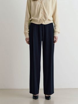 ADAUL Topi Side Pintuck Wide Slacks _ Navy