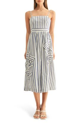 Adelyn Rae Adelyn Rae Emillia Stripe Floral Appliqué Cotton Midi Sundress