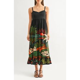 Adelyn Rae Adelyn Rae Leah Tropical Print Babydoll Midi Sundress
