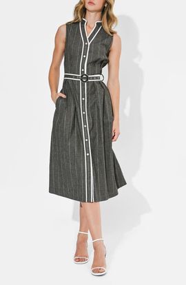 Adelyn Rae Adelyn Rae Reya Stripe Sleeveless Midi Shirtdress