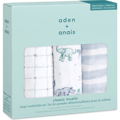 aden + anais aden + anais 3-Pack Assorted Cotton Muslin Washcloth Set