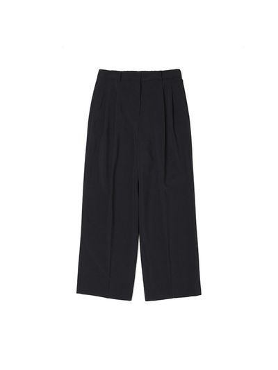 ADHOC 23 Spring/Summer Women's Wide-Fit Double-Pleated Pants [BLACK]