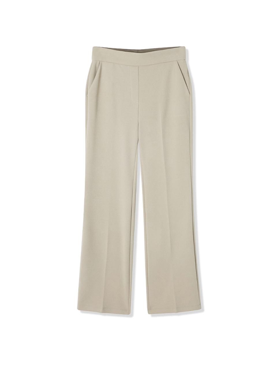 ADHOC Elastic Waistband Basic Trousers [BEIGE]