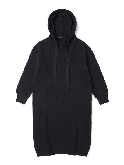 ADHOC Hooded Long Knit Dress [BLACK]