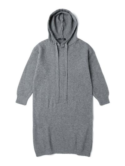ADHOC Hooded Long Knit Dress (GREY)