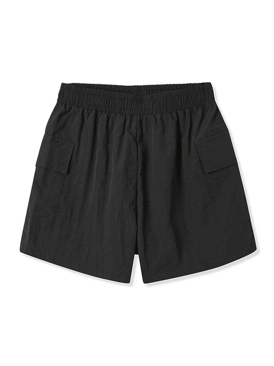 ADHOC Nylon Cargo Elastic Waist Shorts [BLACK] (HA7SP6A-39)