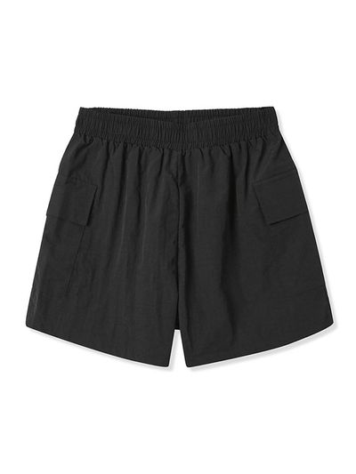 ADHOC Nylon Cargo Elastic Waist Shorts [BLACK] (HA7SP6A-39)