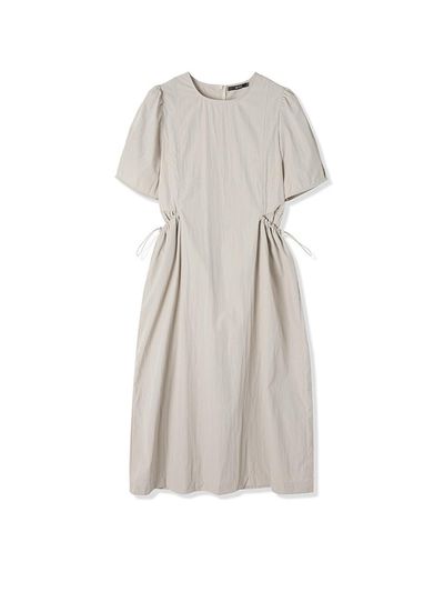 ADHOC Out-Pocket Half Sleeve Woven Dress [light brown] (HB5OP53)