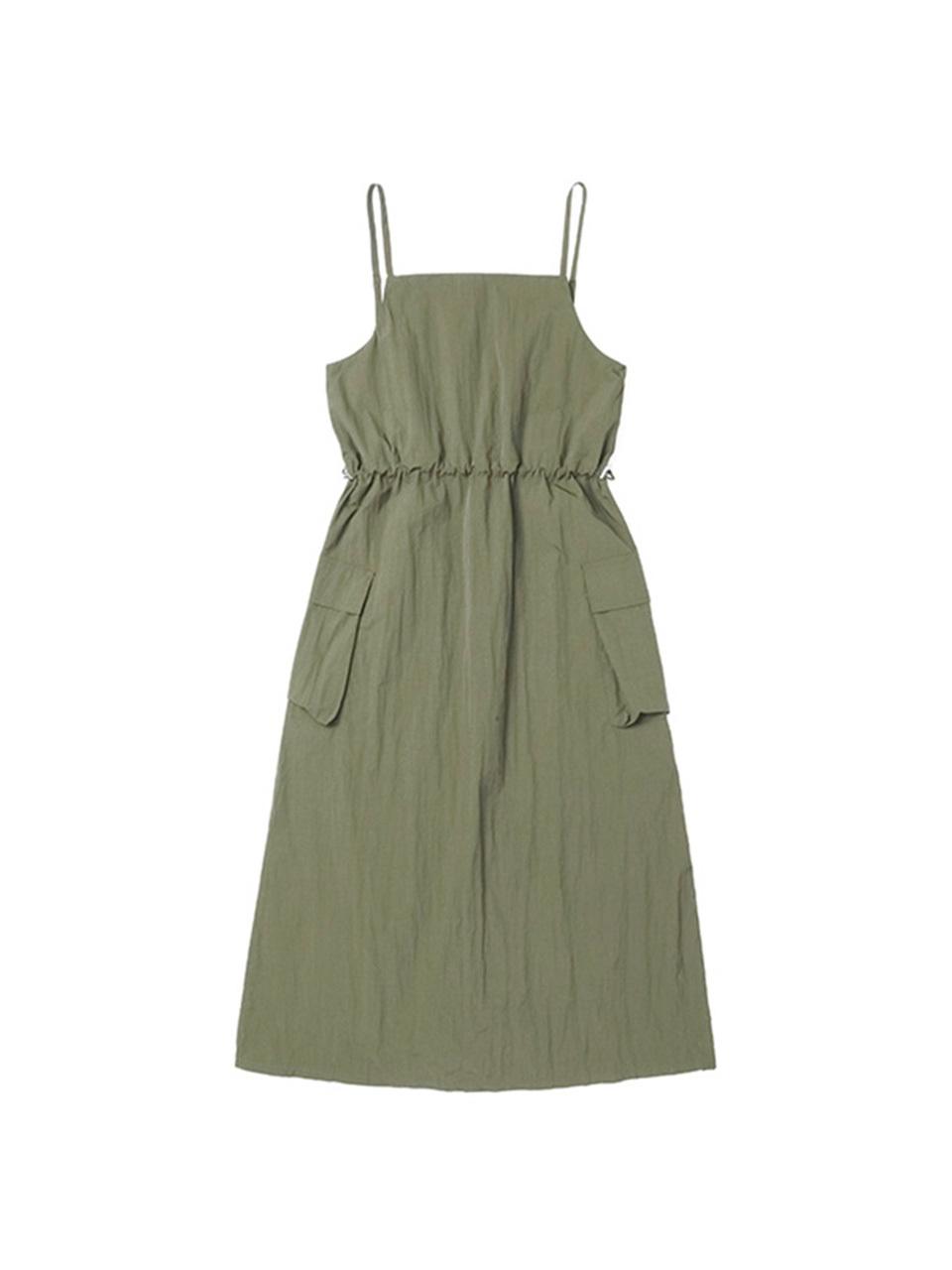ADHOC String Tie Dress [KHAKI] (HA7OP5A-65)