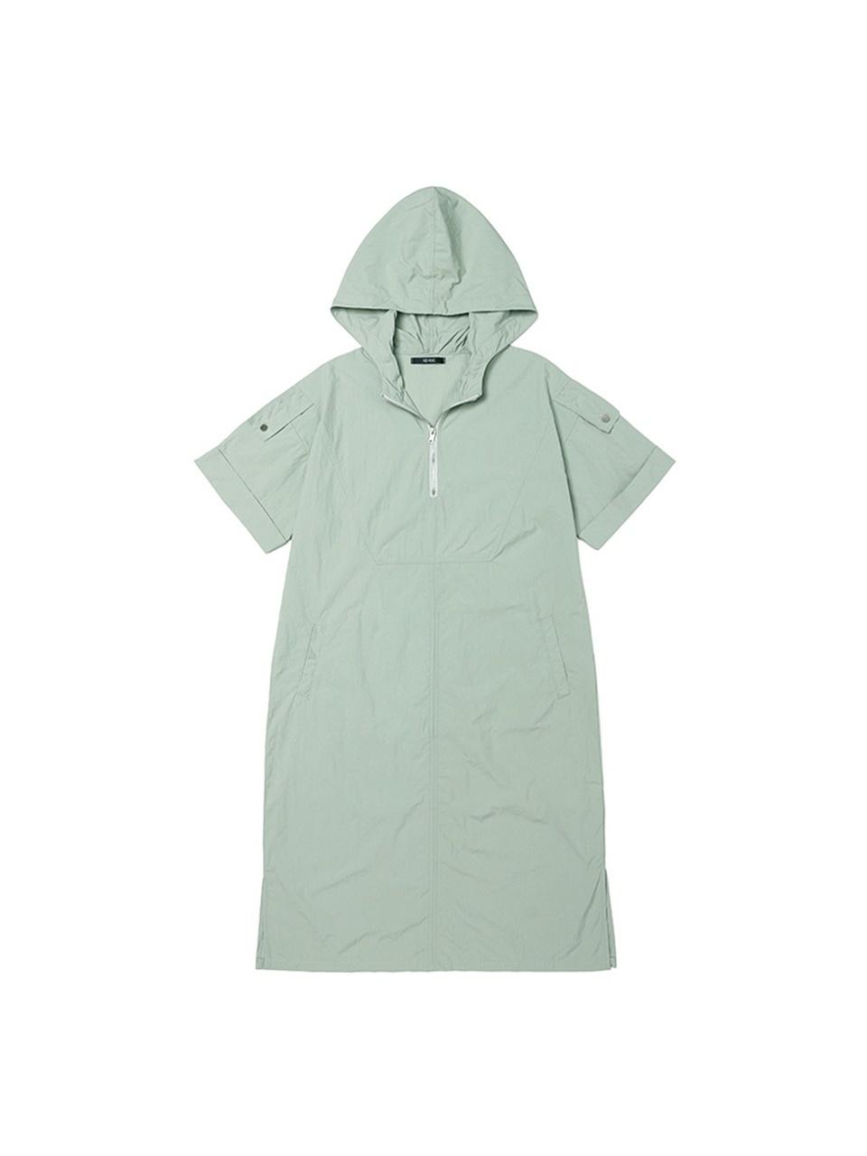 ADHOC Synthetic Fiber Hooded Dress [GREEN]