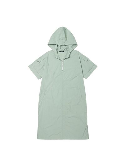 ADHOC Synthetic Fiber Hooded Dress [GREEN]