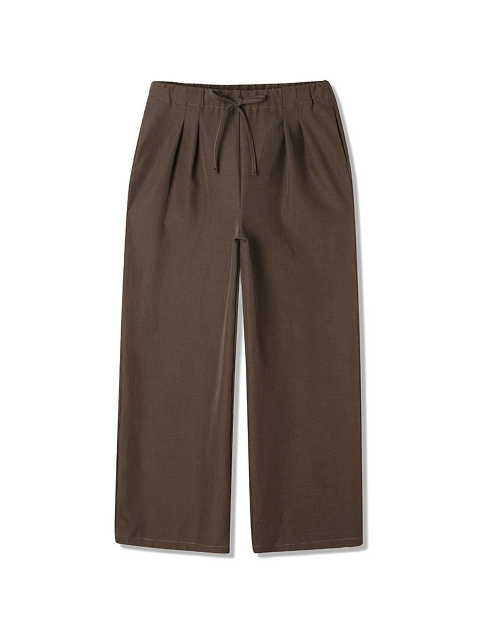 ADHOC Women's BANDING String Wide Pants (BROWN)