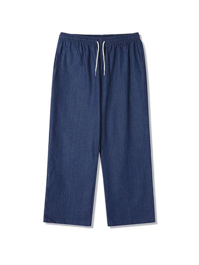 ADHOC Women's Denim Full Elastic Waistband Wide Pants [DK-INDIGO] (HB5DP52)