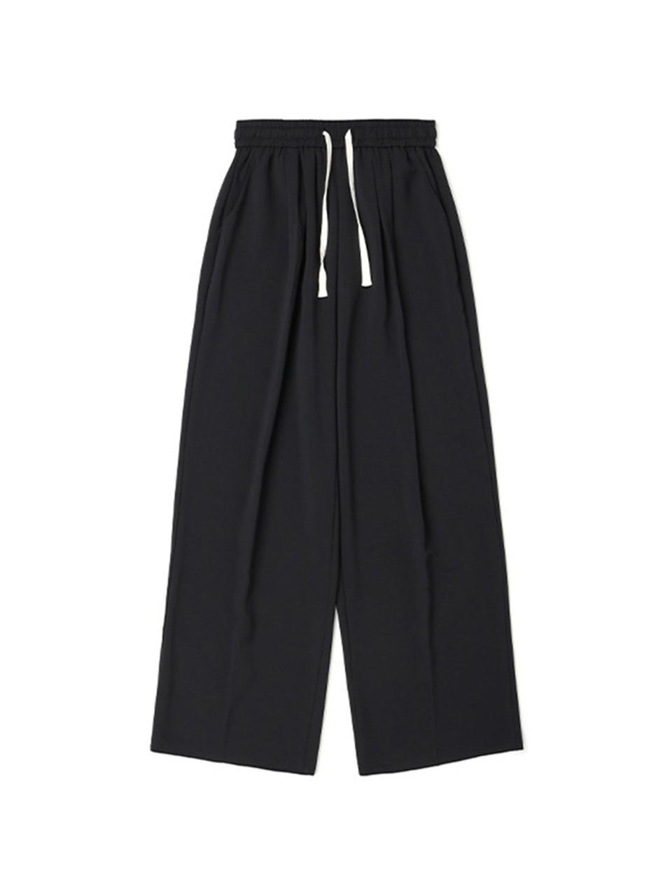 ADHOC Women's Full Elastic Waistband Wide Pants (BLACK) (HA6LP50-39)
