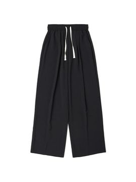 ADHOC Women's Full Elastic Waistband Wide Pants (BLACK) (HA6LP50-39)