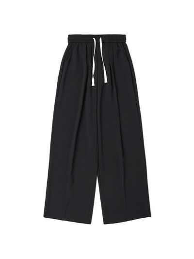 ADHOC Women's Full Elastic Waistband Wide Pants (BLACK) (HA6LP50-39)