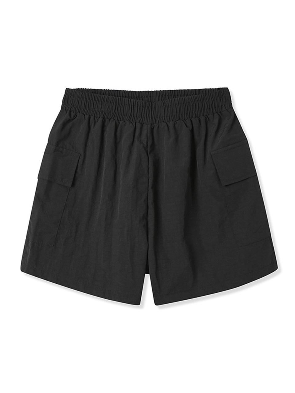 ADHOC Women's Nylon Cargo Elastic Waist Shorts [BLACK] (HA7SP61-39)